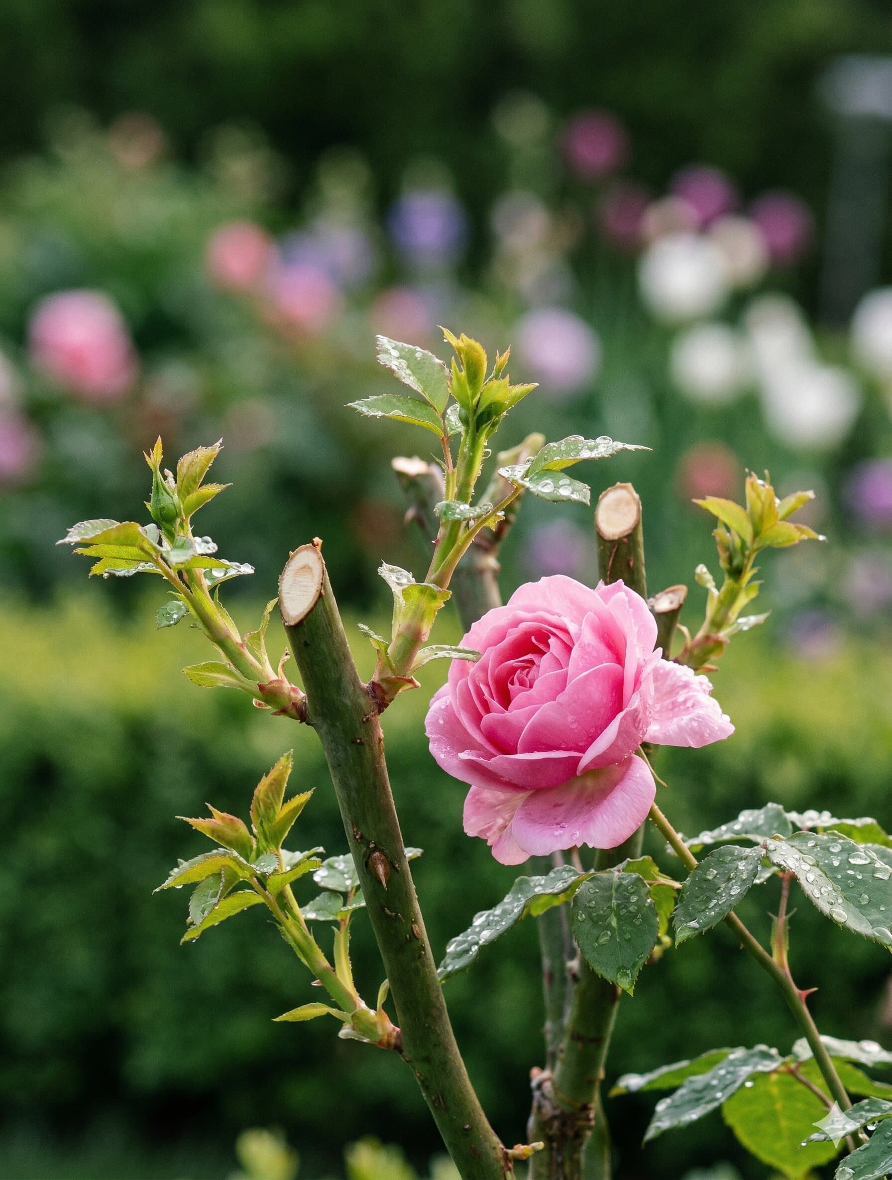 Snoeiwerk in een groene tuin